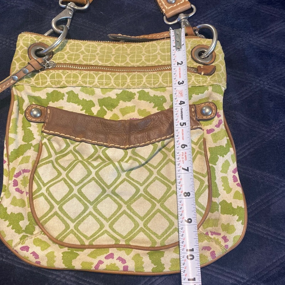 Fossil Canvas & Leather Crossbody Floral Diamond Bag Purse Removable Strap - Picture 9 of 16